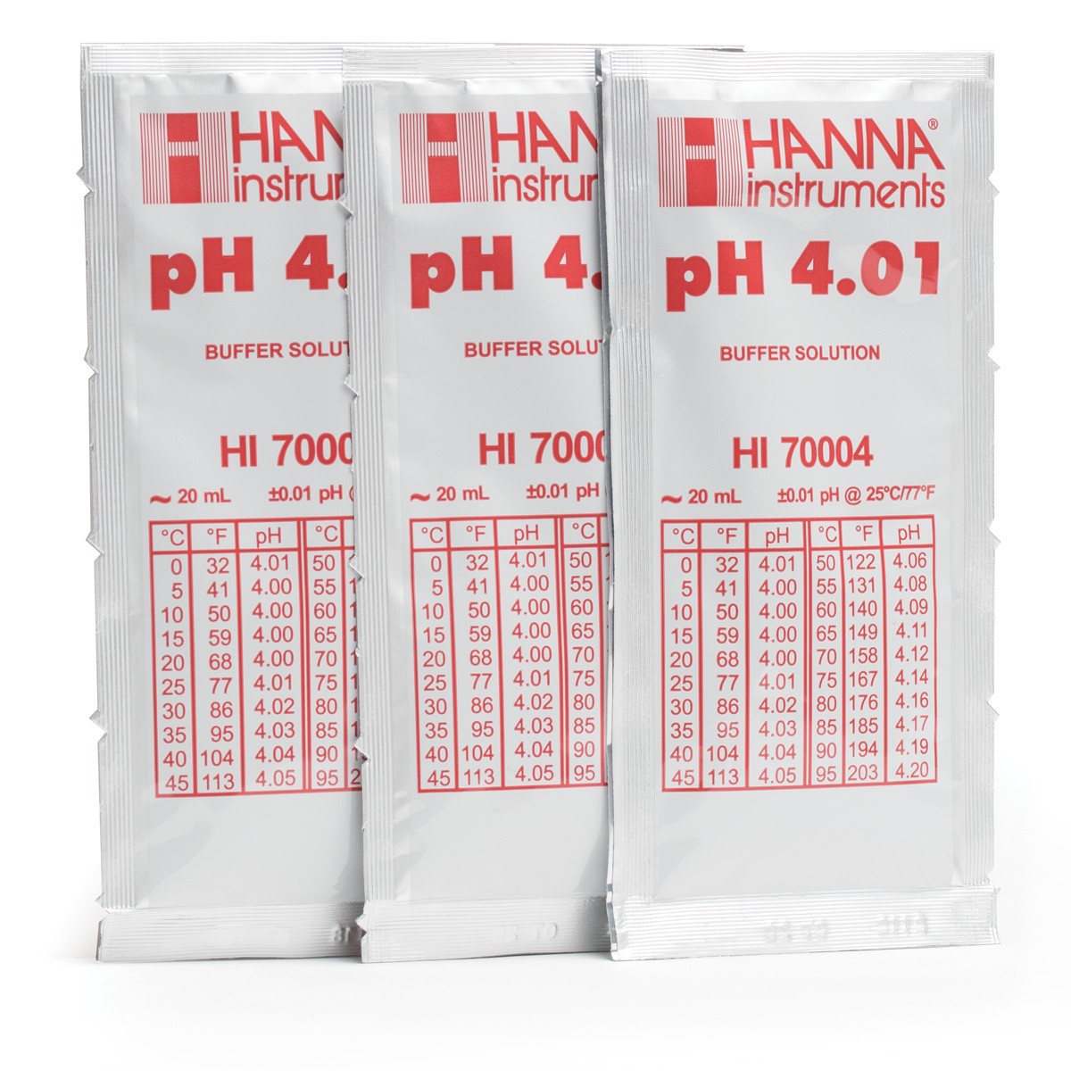 HI70004P - pH 4.01 Calibration Buffer Sachets (25 x 20 mL)