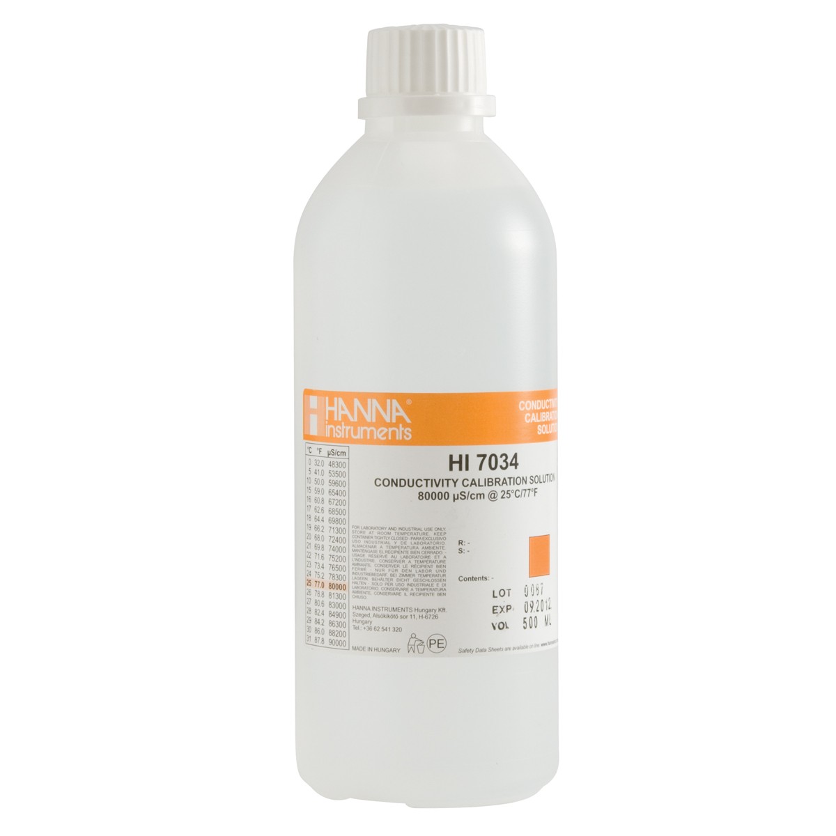 HI7034L -  80000 µS/cm Conductivity Standard (500mL Bottle)